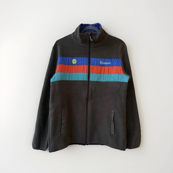 Cotopaxi Teca Fleece Full Zip Jacket Gray Retro Striped Outdoor Hiking Men’s M L - Picture 1 of 11